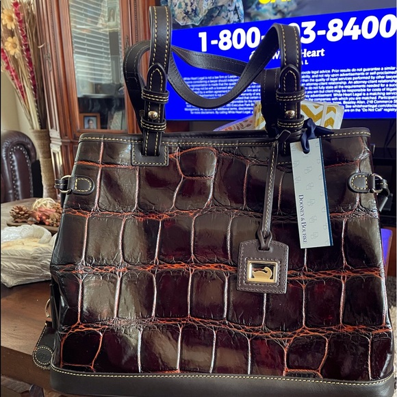 Dooney Bourke Cognac Double Strap Tassel Satchel NWT 11X14 - Picture 5 of 16